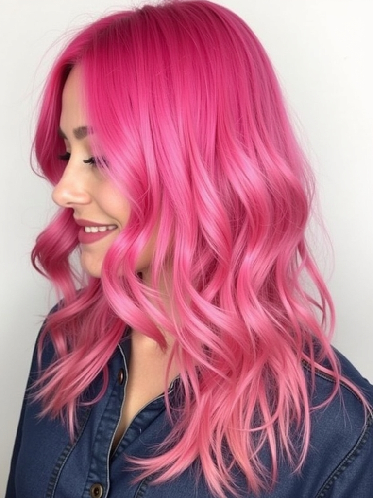 Pink Hair Color Ideas in the Back: Electric Pink Peekaboo