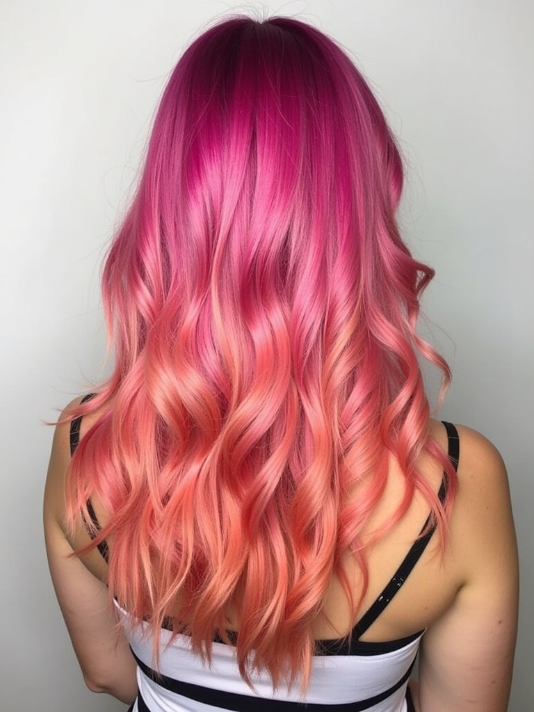 Pink Hair Color Ideas in the Back: Gradient Sunset