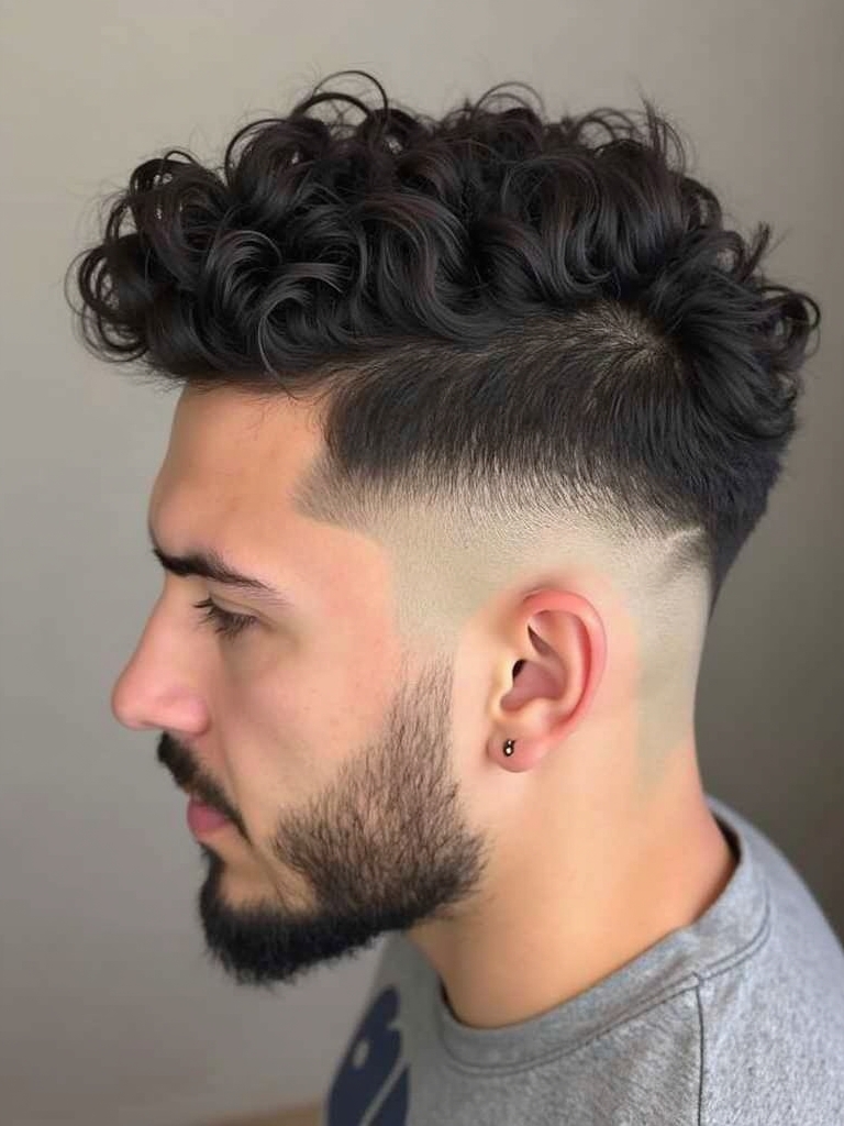 The Curly Undercut with Hard Part Men's Hairstyle Curly Hair