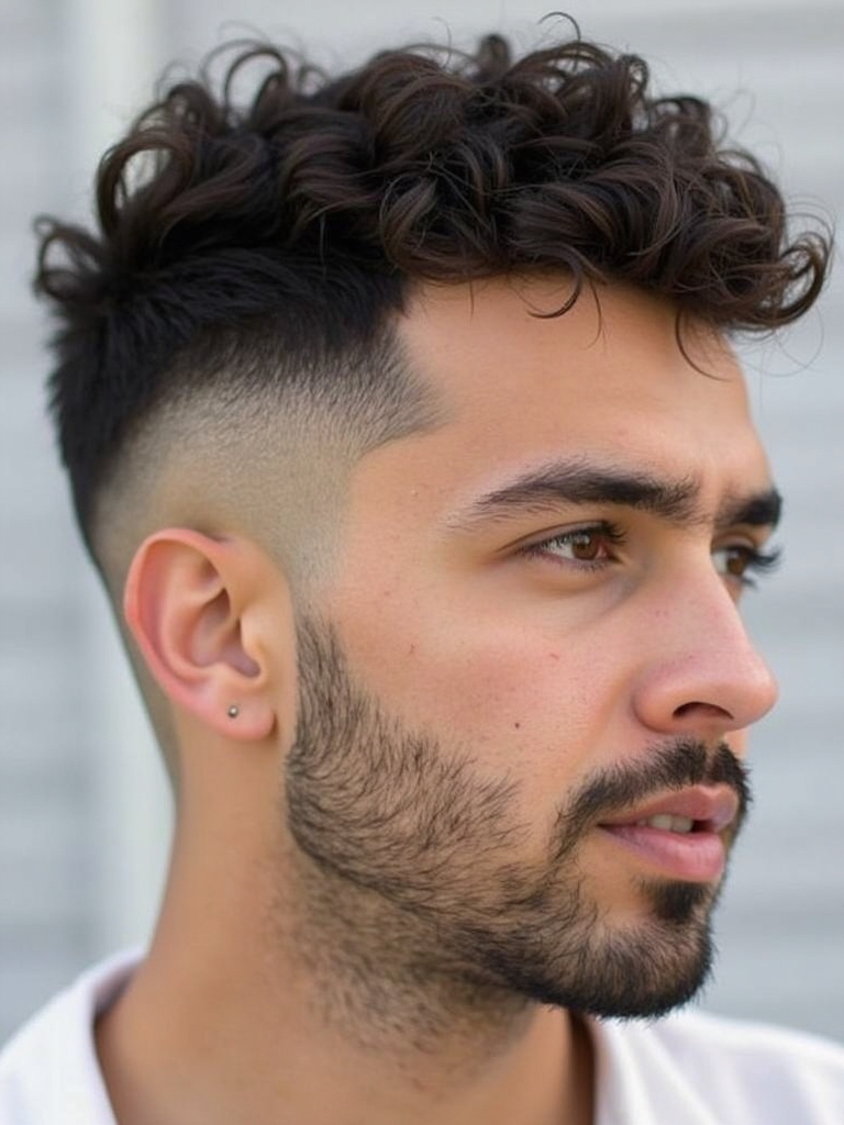 Men's Short Curly Hairstyles: The Textured Fringe with Undercut