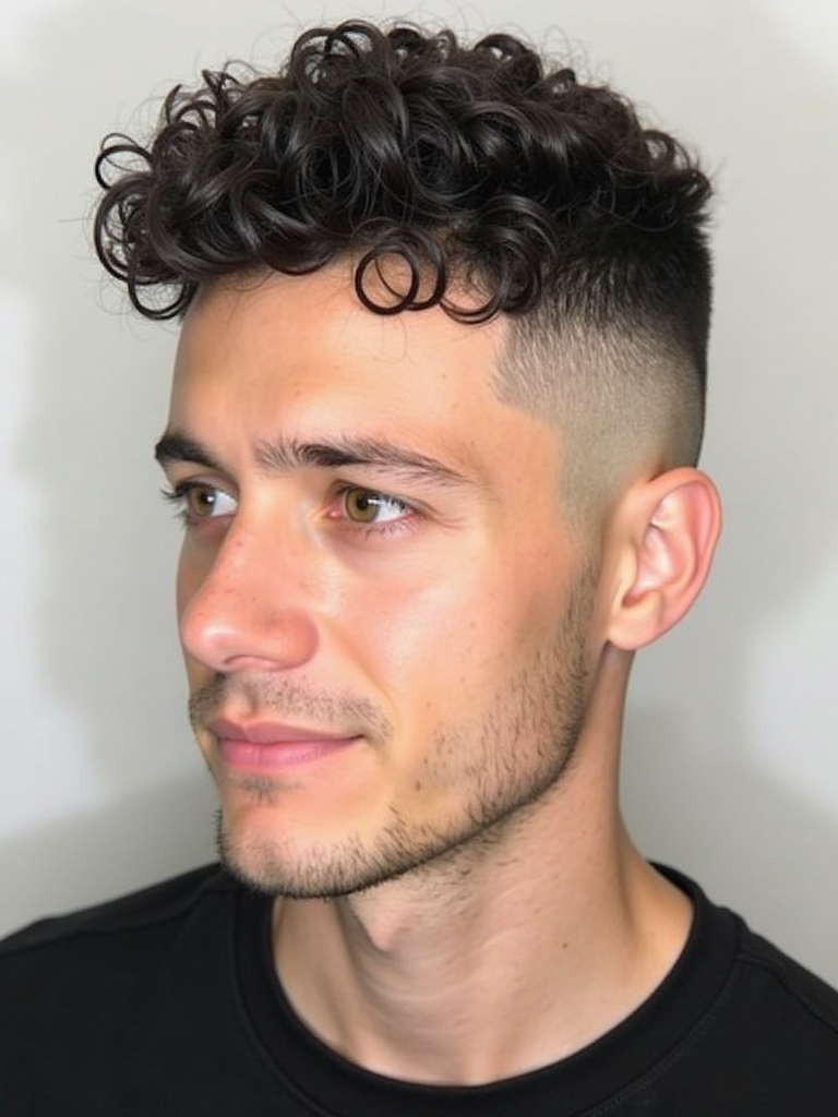 Men's Short Curly Hairstyles: The High & Tight