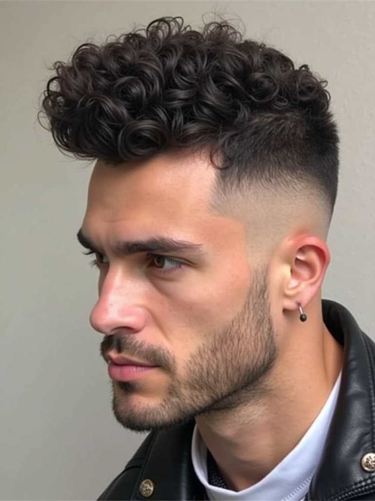 Mens Curly Hair Styles: The Top Knot (with Shaved Sides)