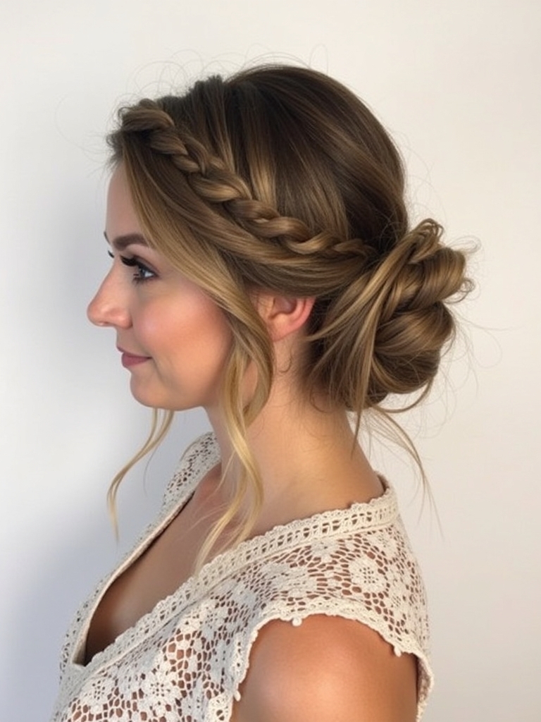 Braids Hair Styles Updo: Woven Braids Updo