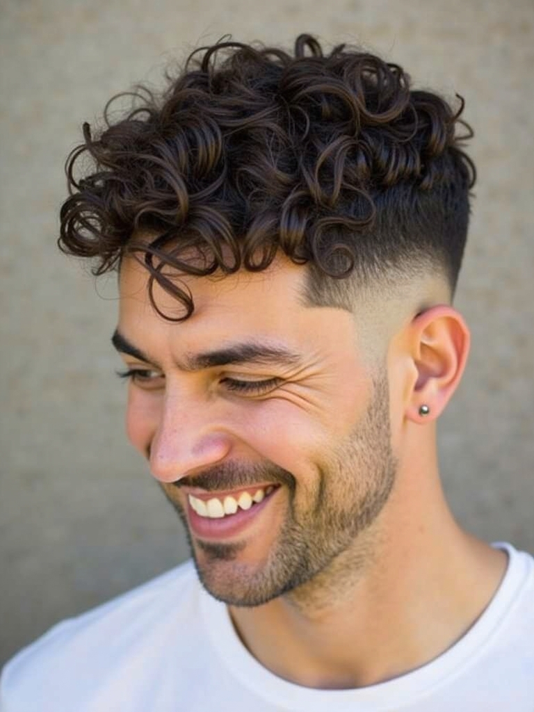 The Curly Burst Fade Men's Hairstyle Curly Hair