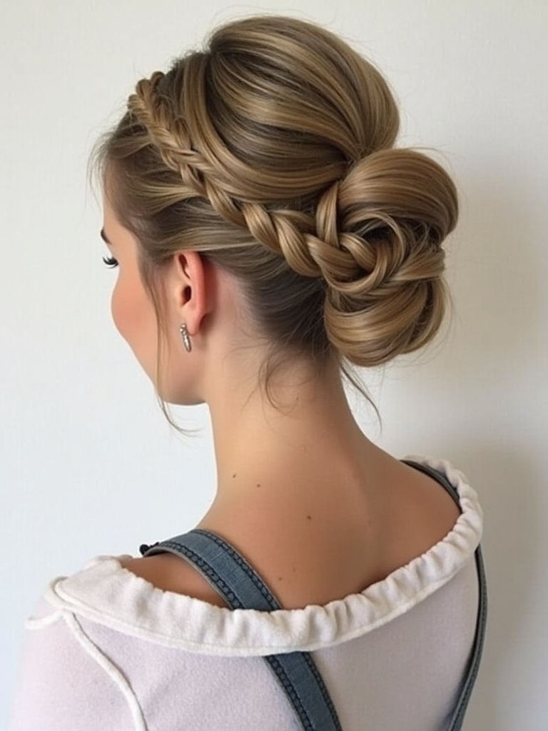 Braids Hair Styles Updo: Braided Half Up Half Down Updo (Elevated)