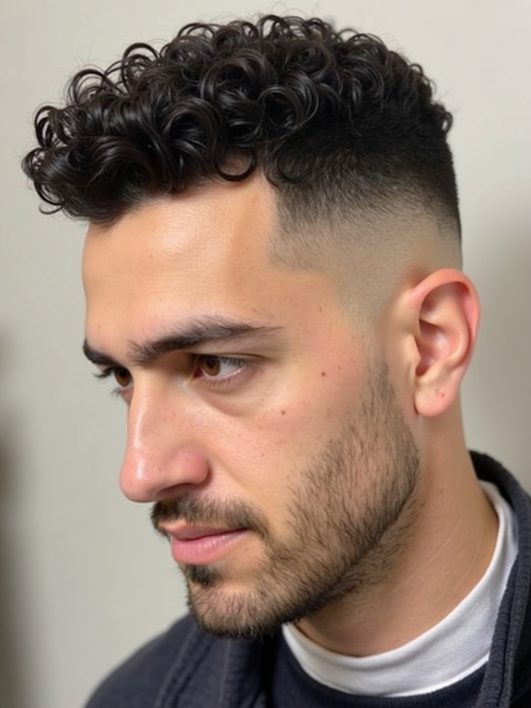 Men's Short Curly Hairstyles: The Burst Fade