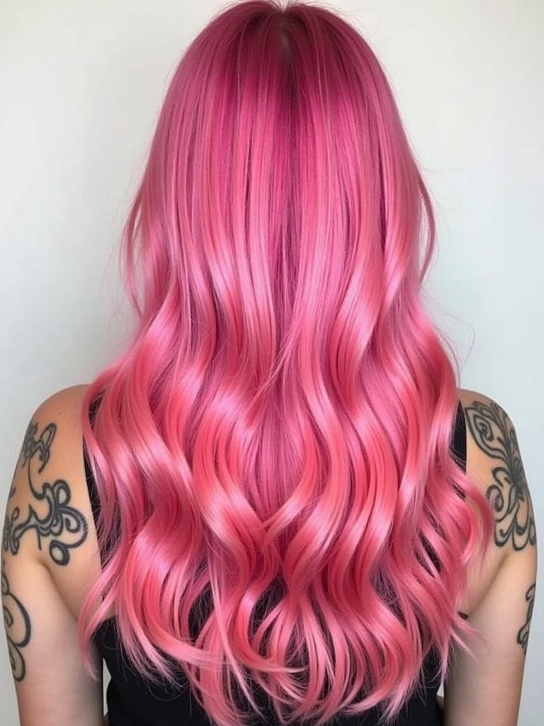 Pink Hair Color Ideas in the Back: Flamingo Pink Tips (Back)