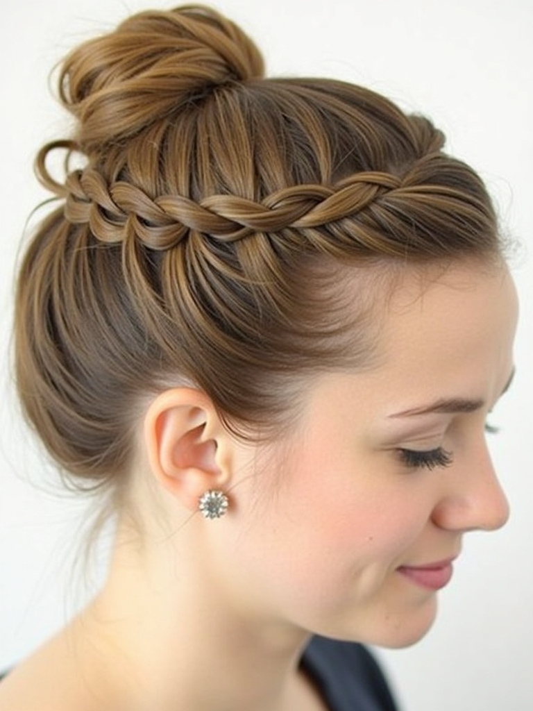 Braids Hair Styles Updo: French Braid Chignon Updo