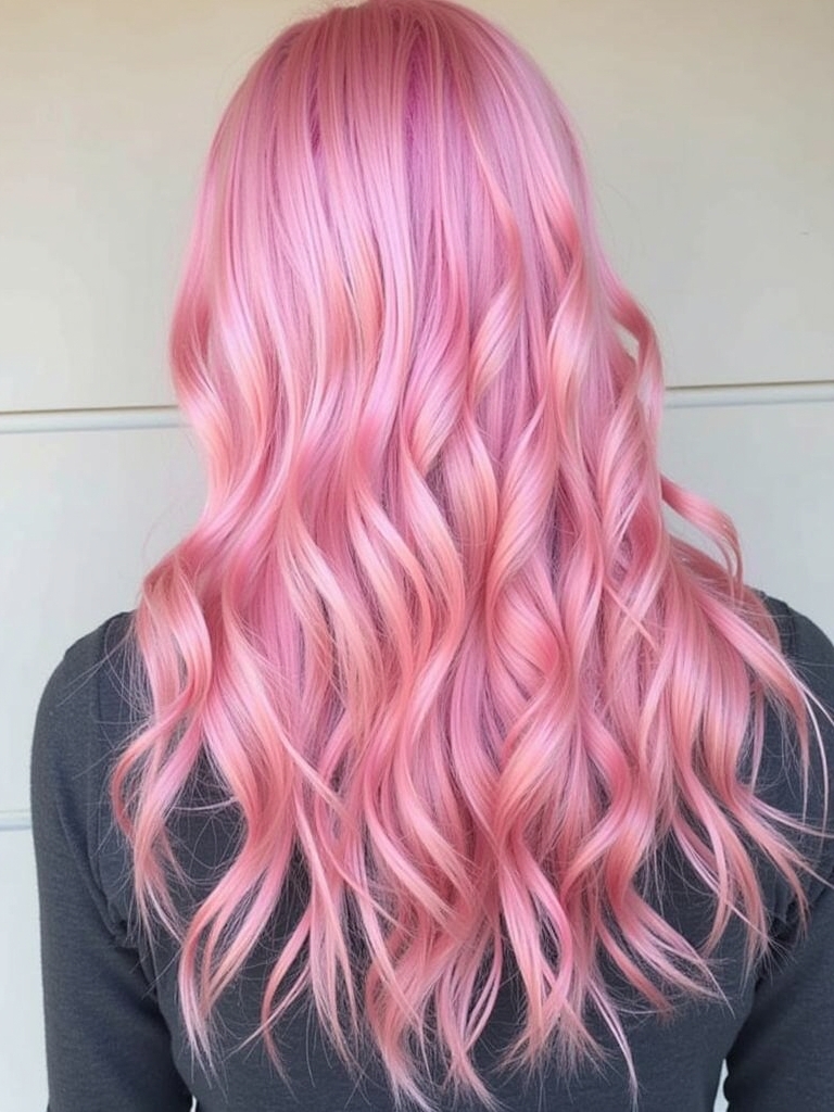 Pink Hair Color Ideas in the Back: Iridescent Candy Pink