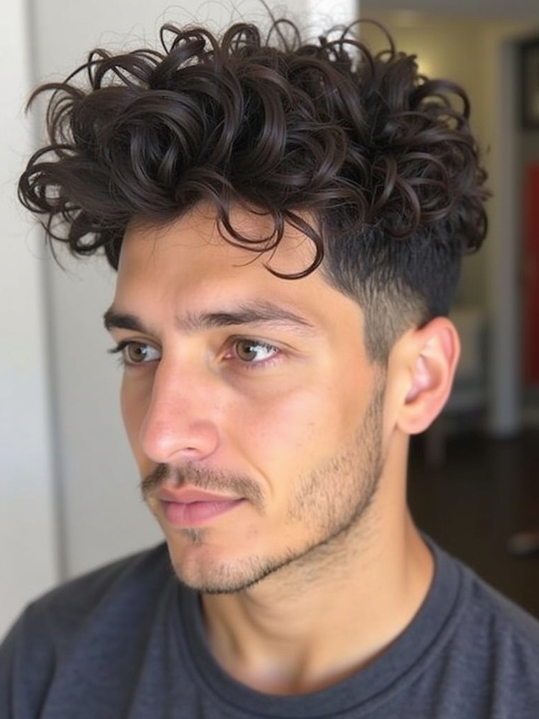 The Curly Asymmetrical Cut Men's Hairstyle Curly Hair