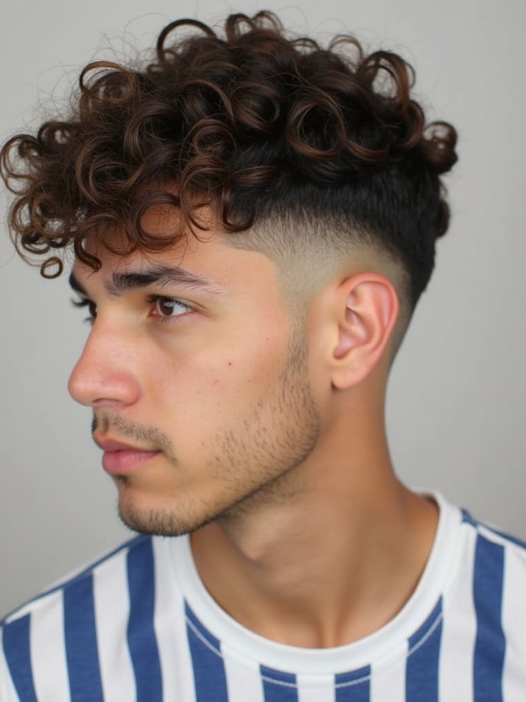 Mens Curly Hair Styles: The V-Shape Undercut