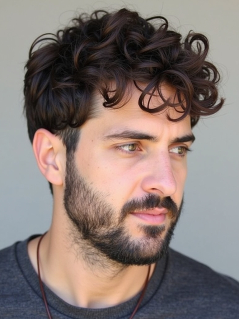 Mens Curly Hair Styles: The Textured Waves with Mid Fade