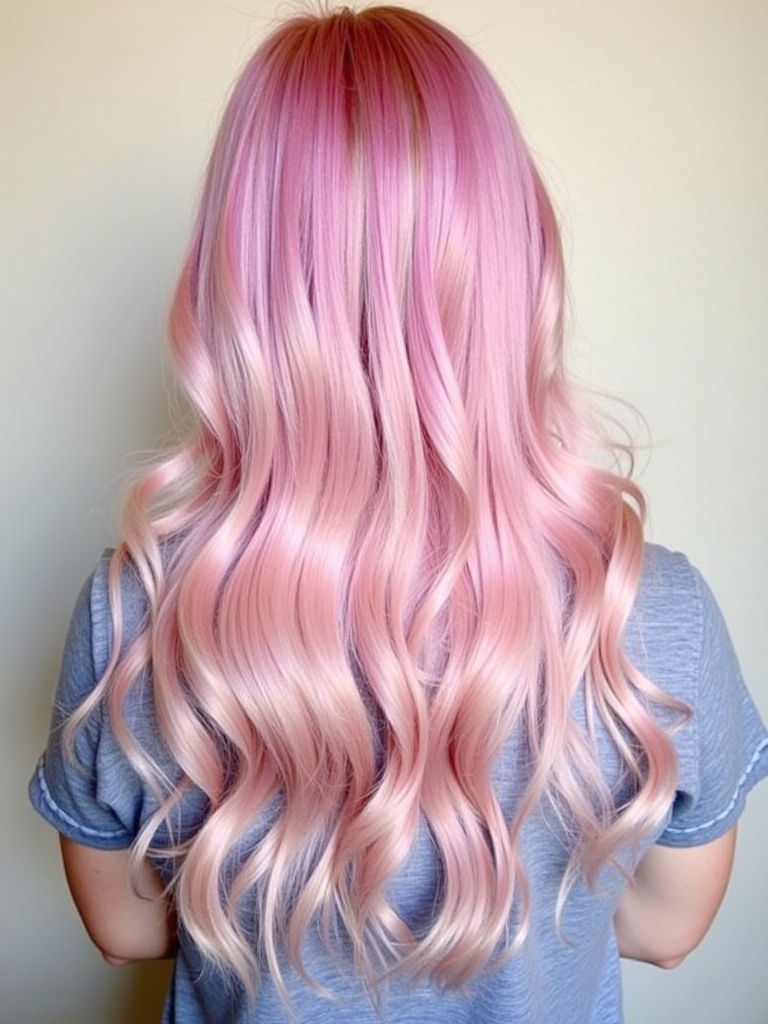 Pink Hair Color Ideas in the Back: Pastel Pink Ombre (Reverse)