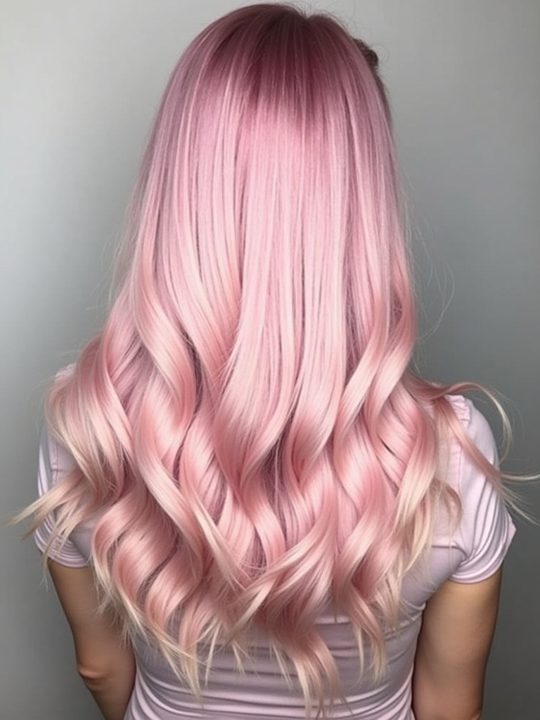 Pink Hair Color Ideas in the Back: Rose Quartz Shimmer