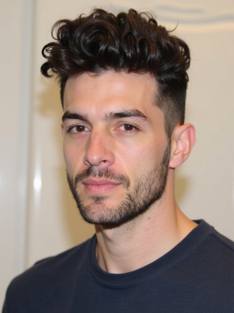 Men's Short Curly Hairstyles: The Pompadour with Curls