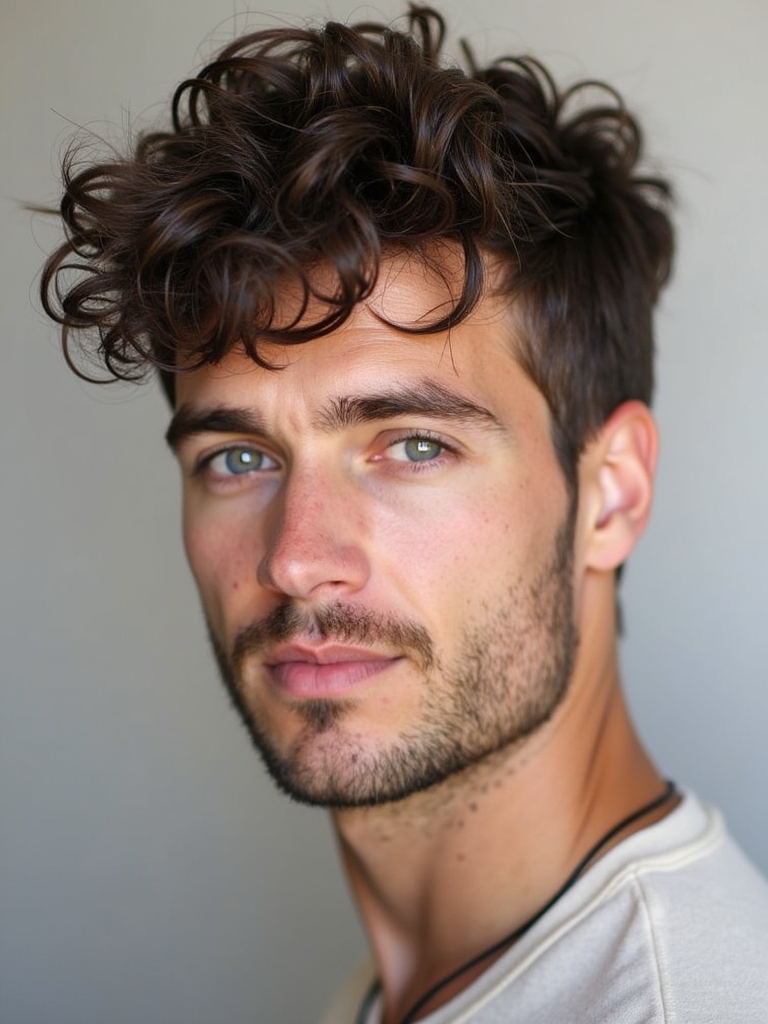 The Messy Top Men's Hairstyle Curly Hair