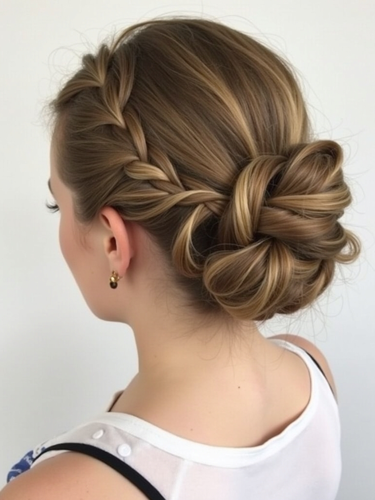 Braids Hair Styles Updo: Dutch Braid Bun Updo