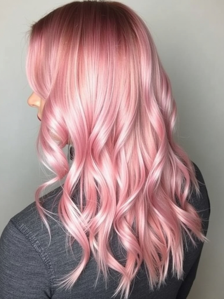 Pink Hair Color Ideas in the Back: Rose Gold Panel