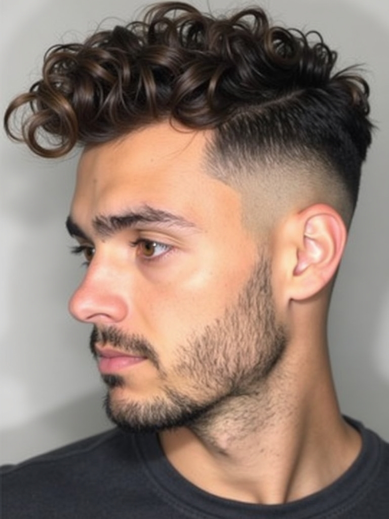 Men's Short Curly Hairstyles: The High Fade with Curls