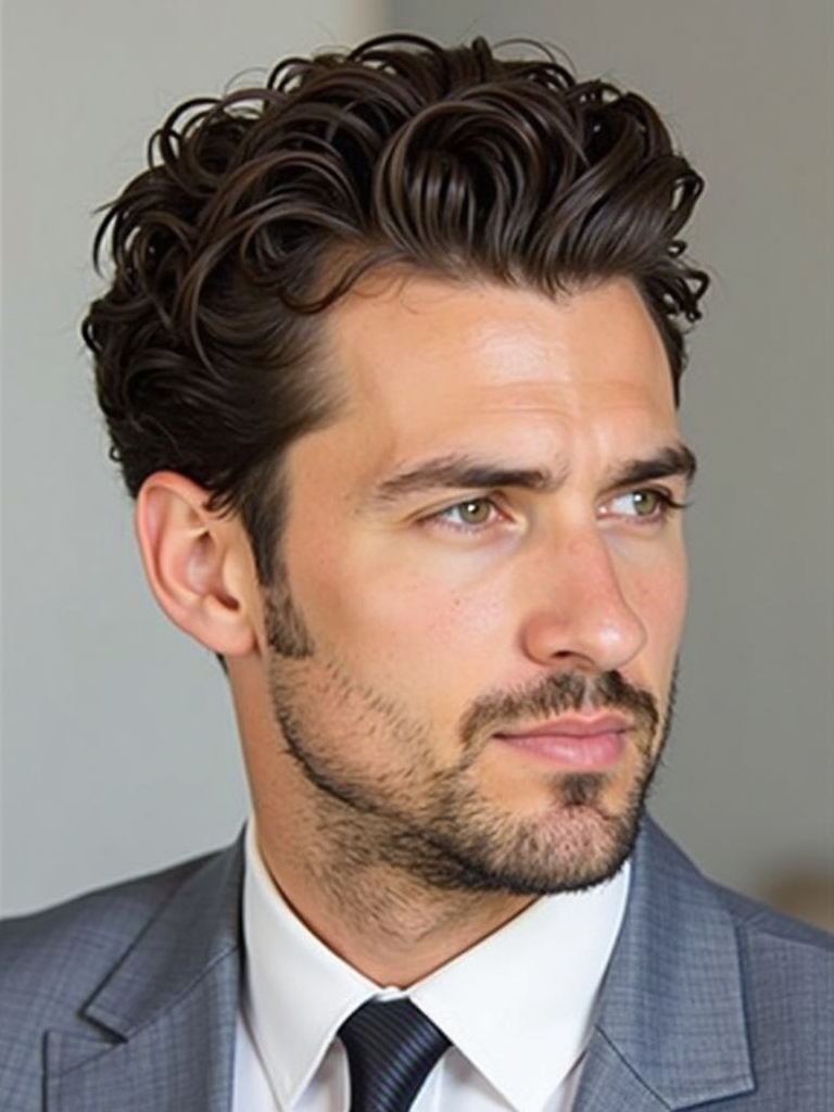 The Slick Back Men's Hairstyle Curly Hair