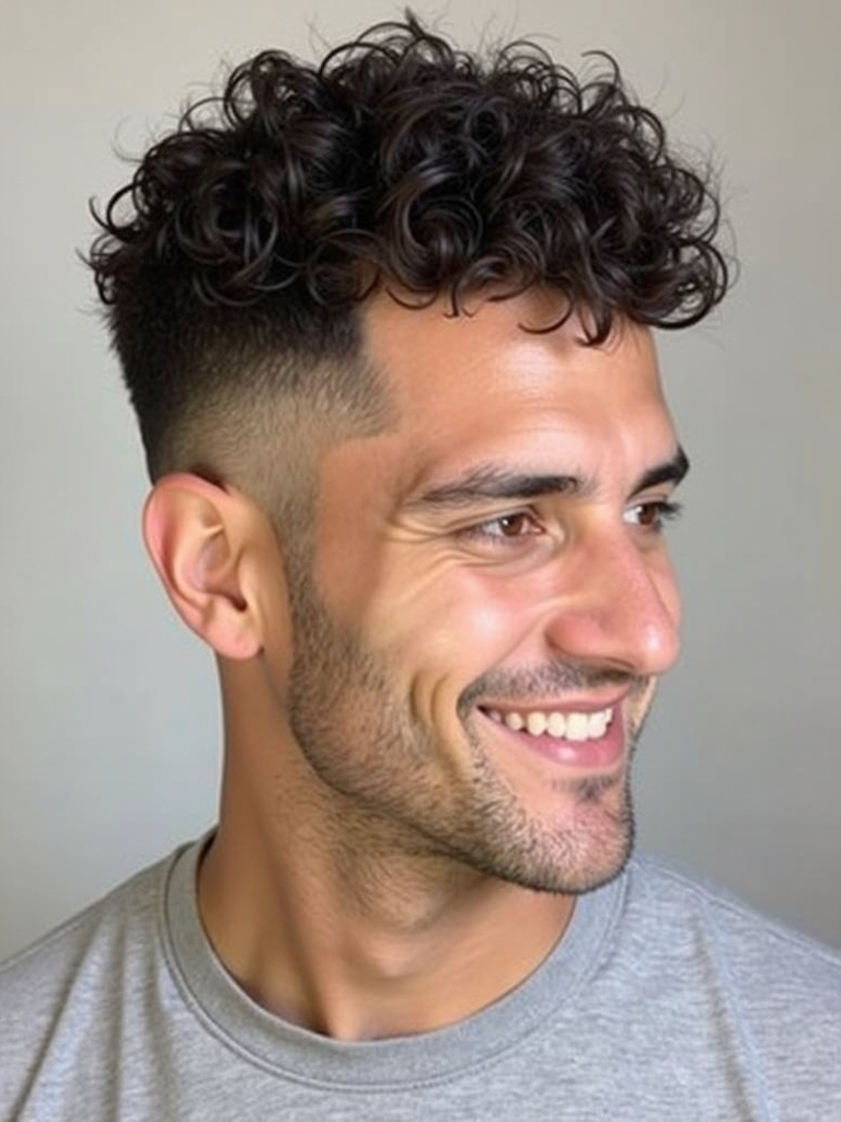 Men's Short Curly Hairstyles: The Drop Fade