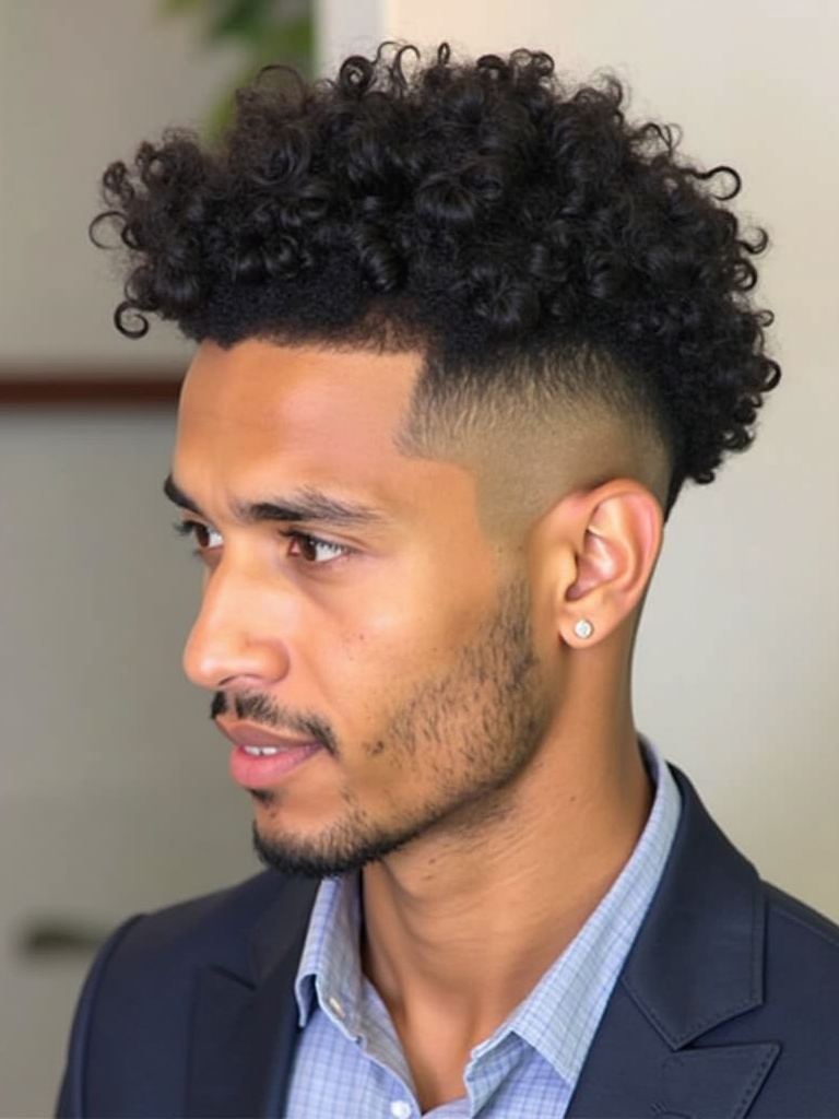 Mens Curly Hair Styles: The High and Tight
