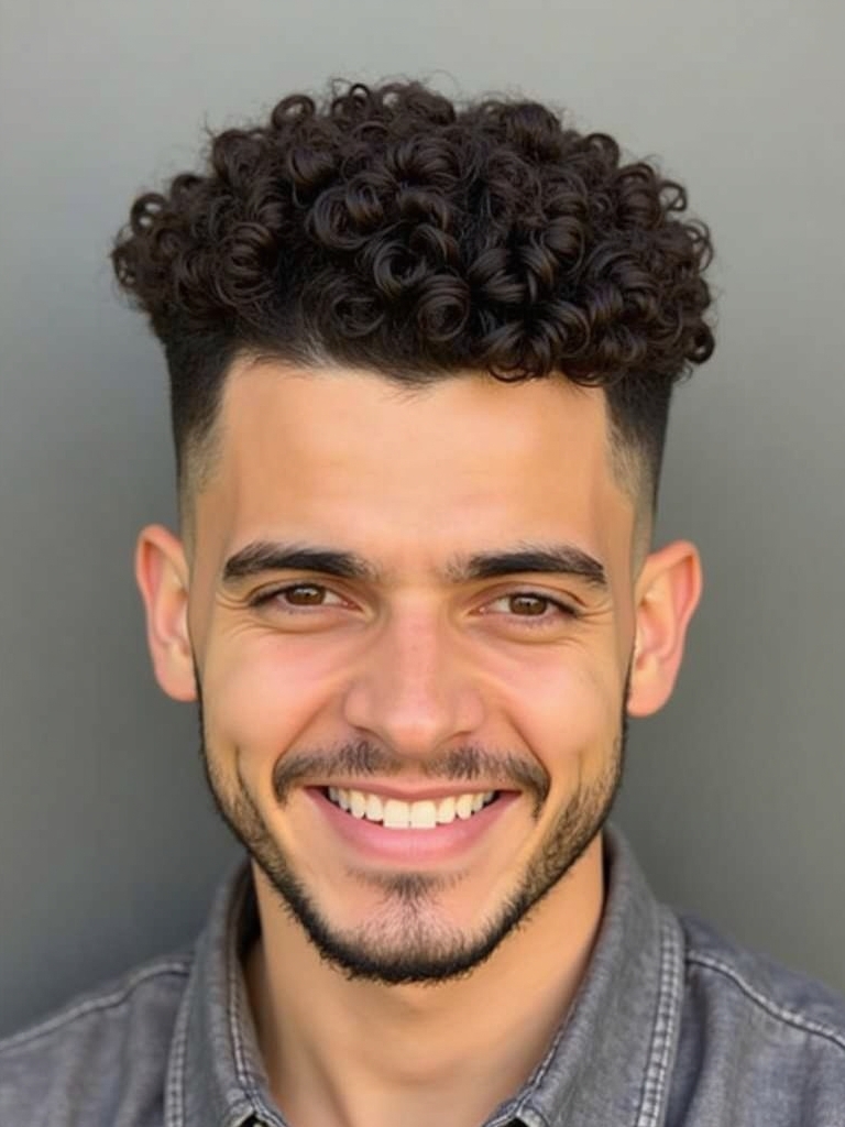 Men's Short Curly Hairstyles: The Temple Fade