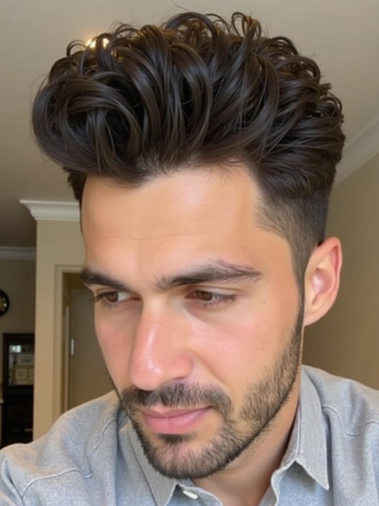 The Pompadour Men's Hairstyle Curly Hair