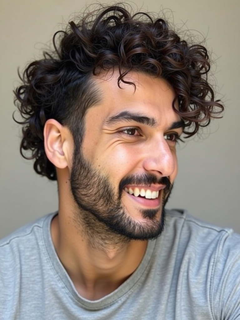 Mens Curly Hair Styles: The Side Part