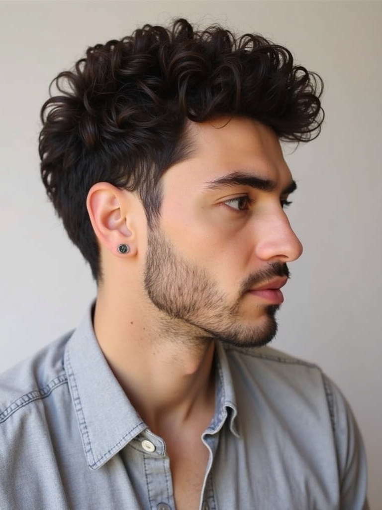 Mens Curly Hair Styles: The Angular Fringe
