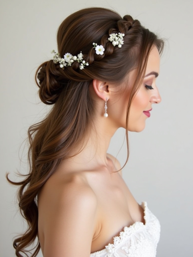 Romantic Braided Half Up Half Down Wedding Hairstyle