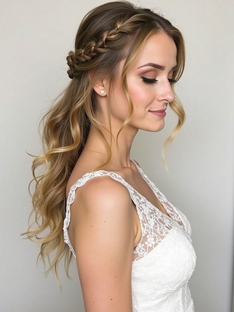 Half Up Half Down Bridesmaid Hair with a French Braid