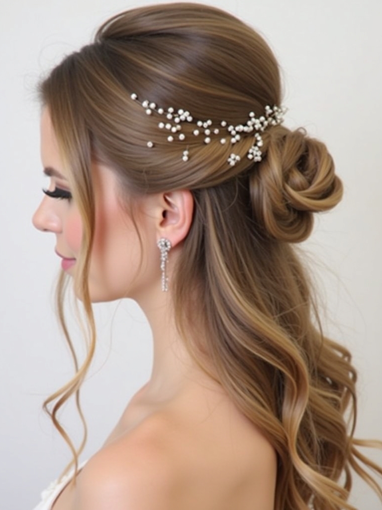 Half Up Half Down Wedding Hairstyle with Bouffant