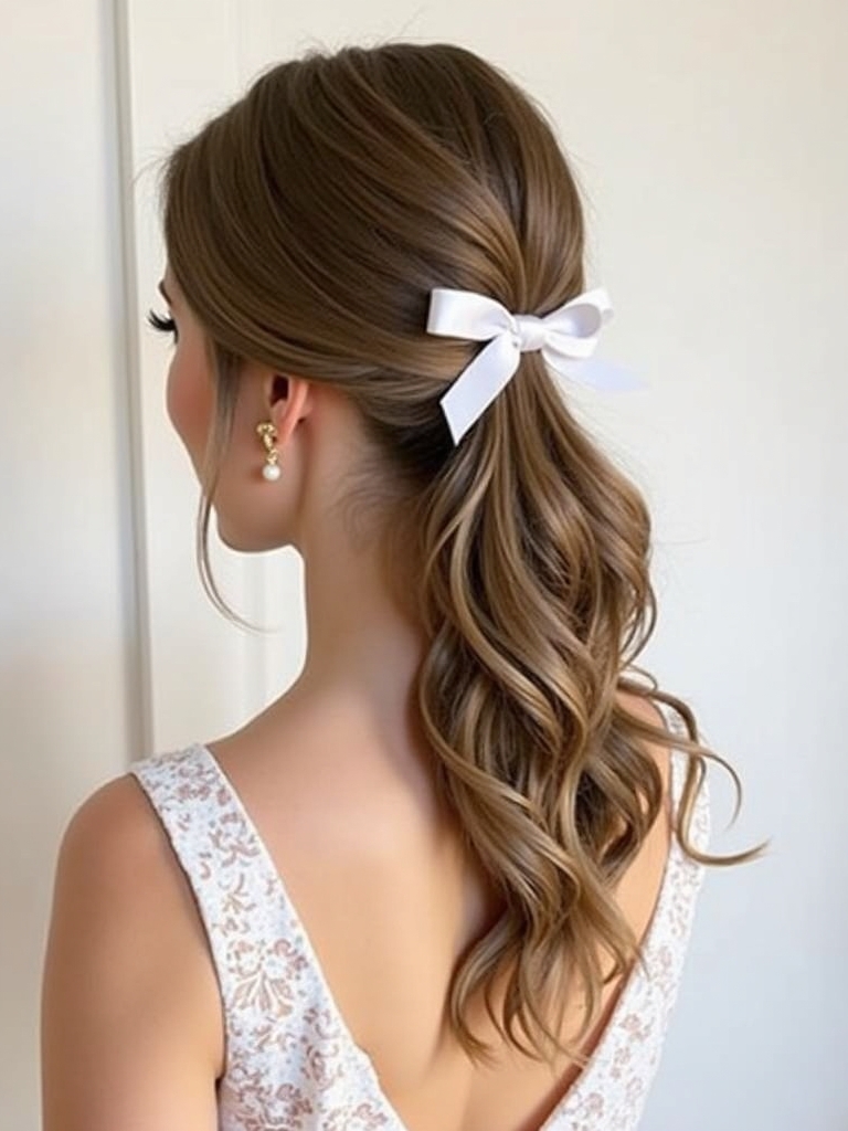 Half Up Half Down Bridesmaid Hair with a Ribbon Accent