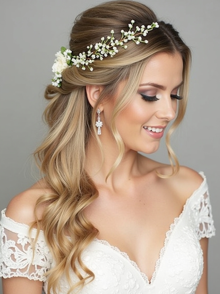 Half Up Half Down Wedding Hairstyle with Loose Front Strands