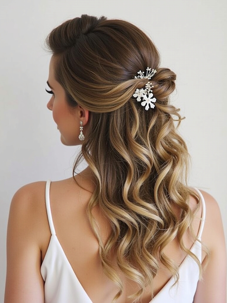 Half Up Half Down Bridesmaid Hair with Textured Curls