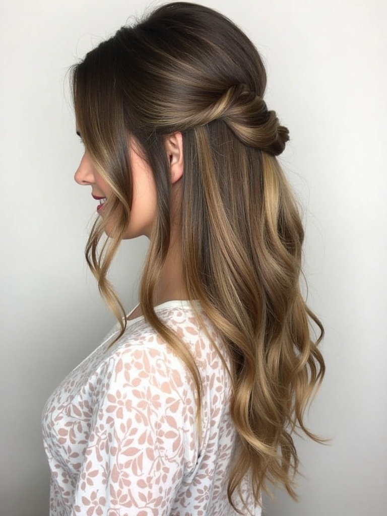 Mushroom Bronde Half-Up Half-Down: Balanced Beauty
