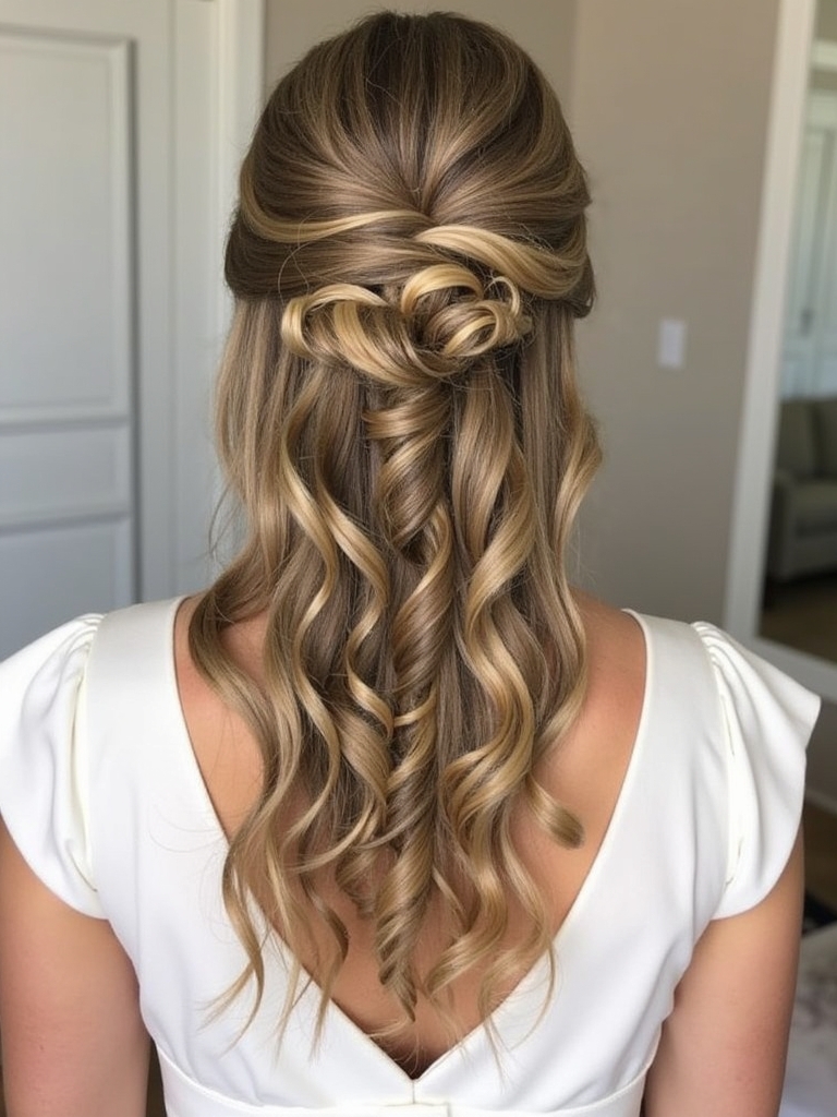 Half Up Half Down Bridesmaid Hair with a Deep Curl Pattern