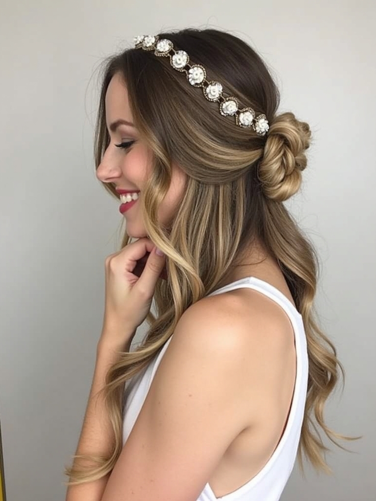Boho Chic Half Up Half Down Wedding Hairstyle