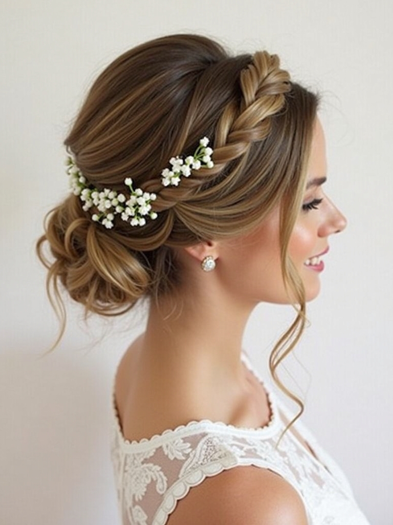 Braided Crown Half Up Half Down Bridesmaid Hair