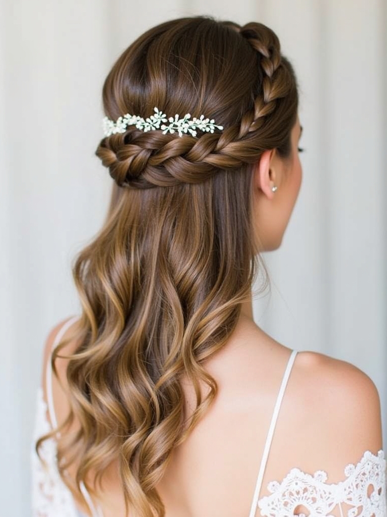 Half Up Half Down Bridesmaid Hair with a Bubble Braid Accent