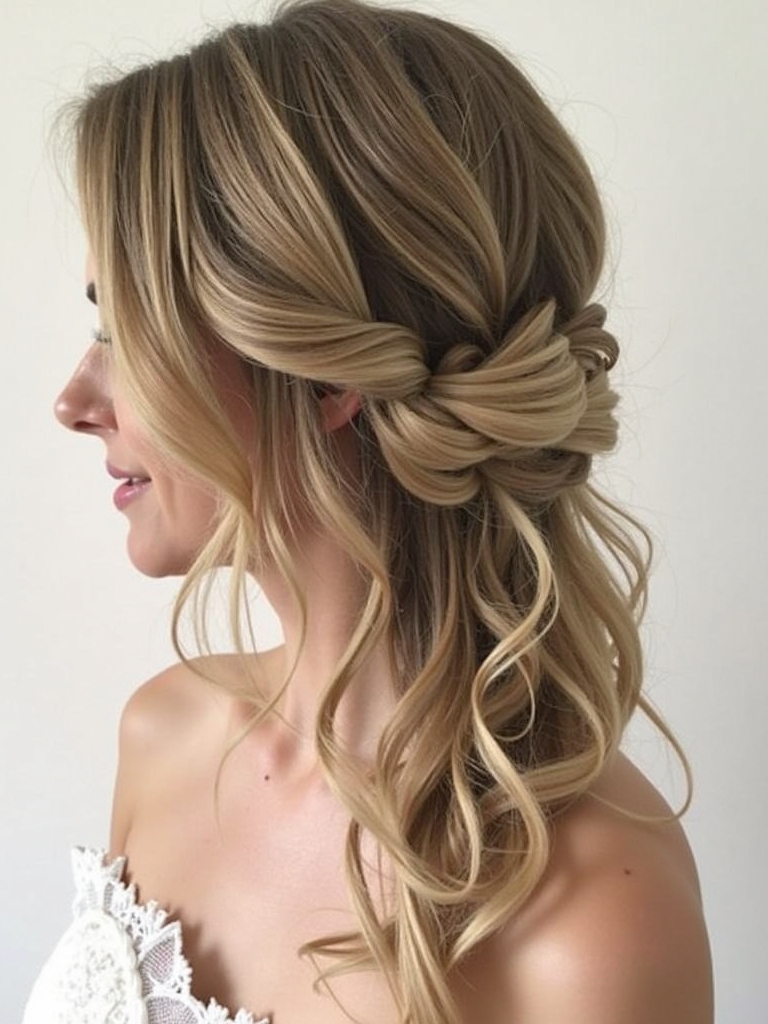 Half Up Half Down Bridesmaid Hair with a Vintage Wave
