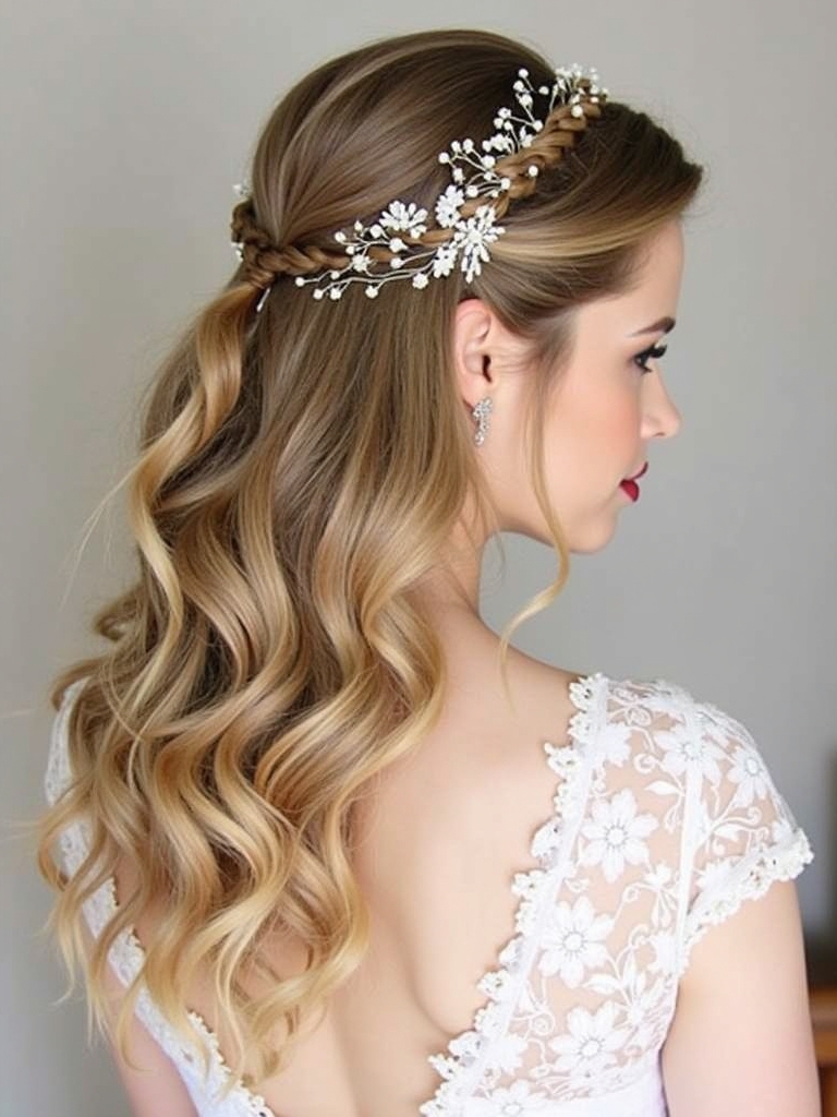 Classic Twisted Half Up Half Down Wedding Hairstyle