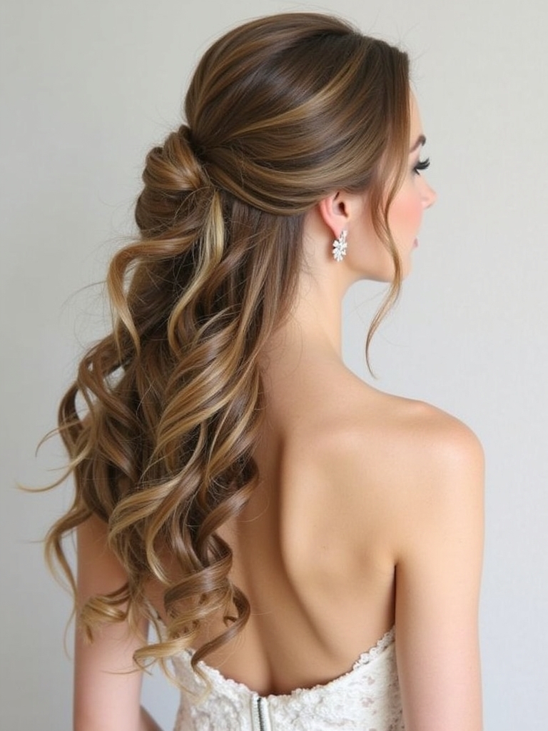Voluminous Half Up Half Down Bridesmaid Hair with a Bump