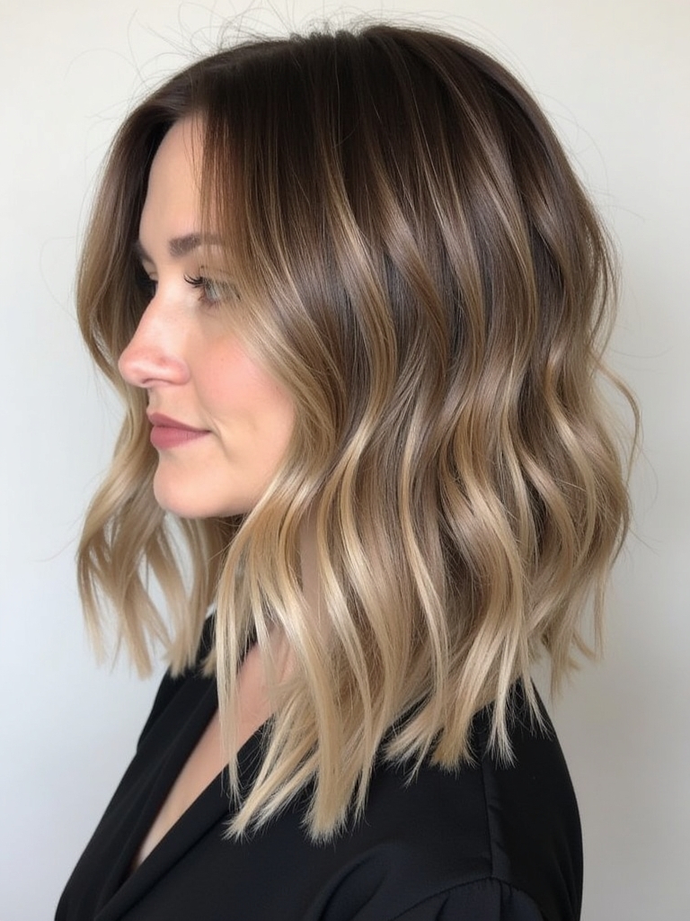 Mushroom Bronde Lob: Modern and Versatile