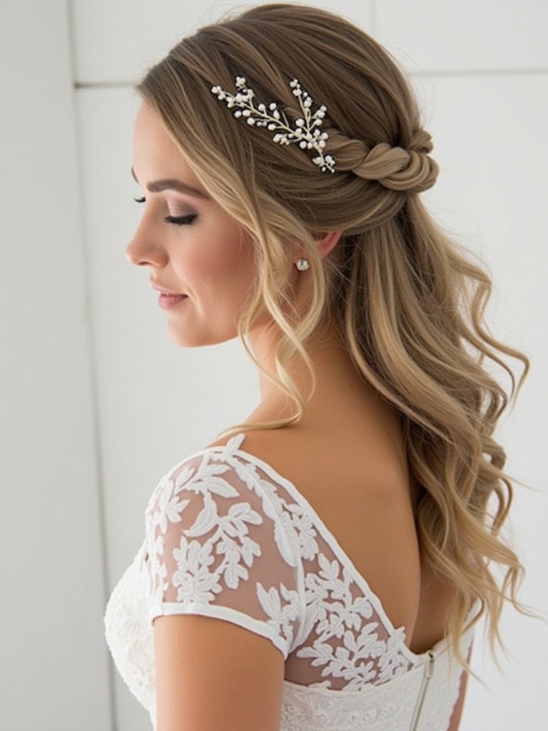 Half Up Half Down Bridesmaid Hair with a Twisted Braid