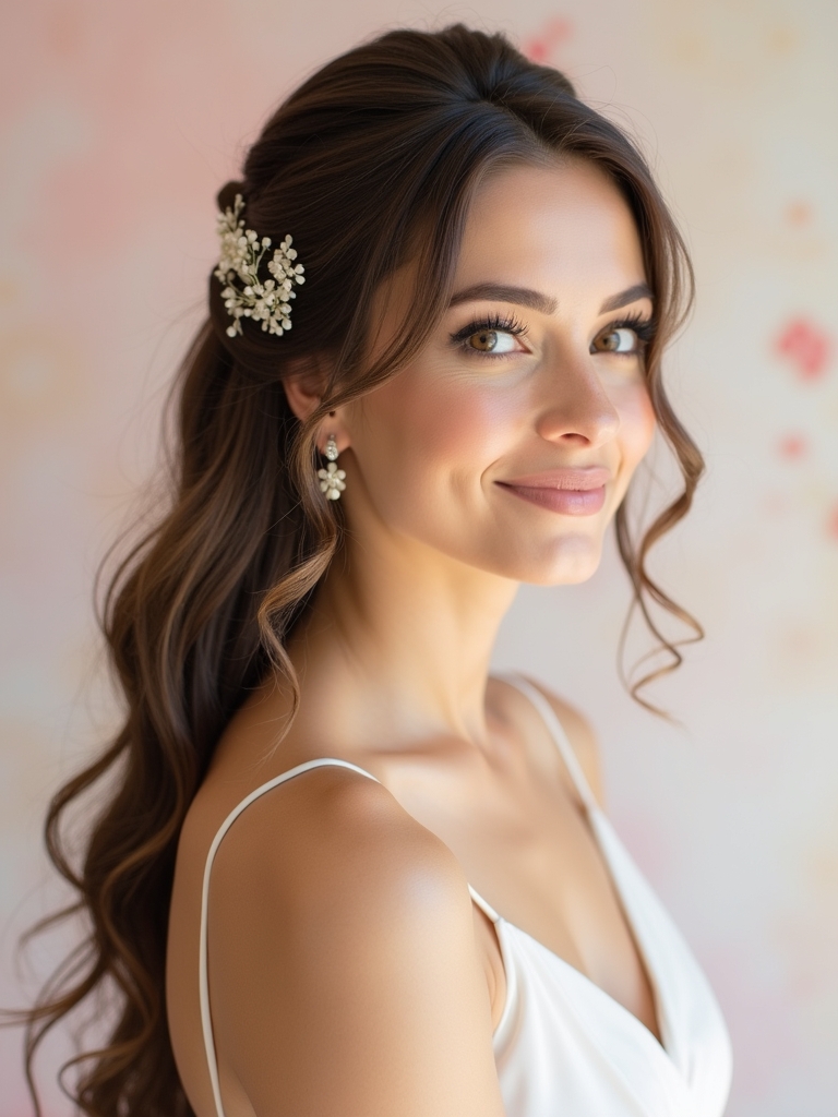Half Up Half Down Bridesmaid Hair with a Smooth Twist