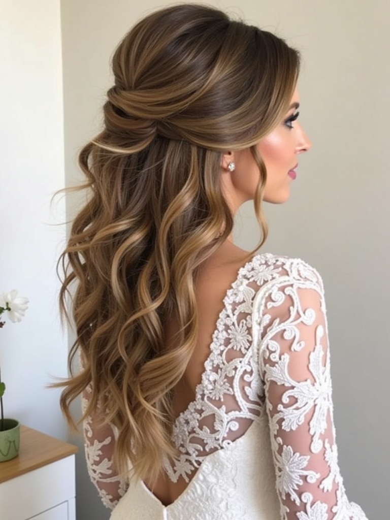 Voluminous Half Up Half Down Wedding Hairstyle