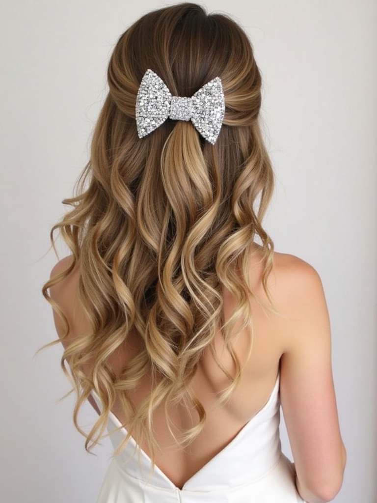Elegant Half Up Half Down Bridesmaid Hair with a Bow