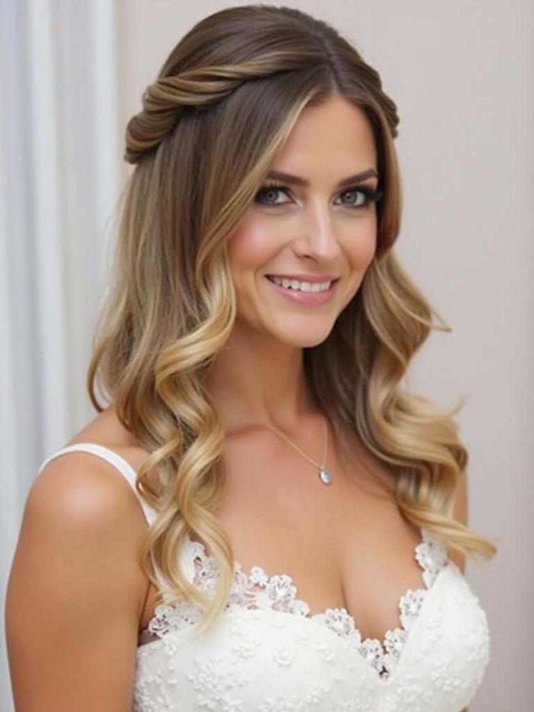 Loose Waves Half Up Half Down Bridesmaid Hair